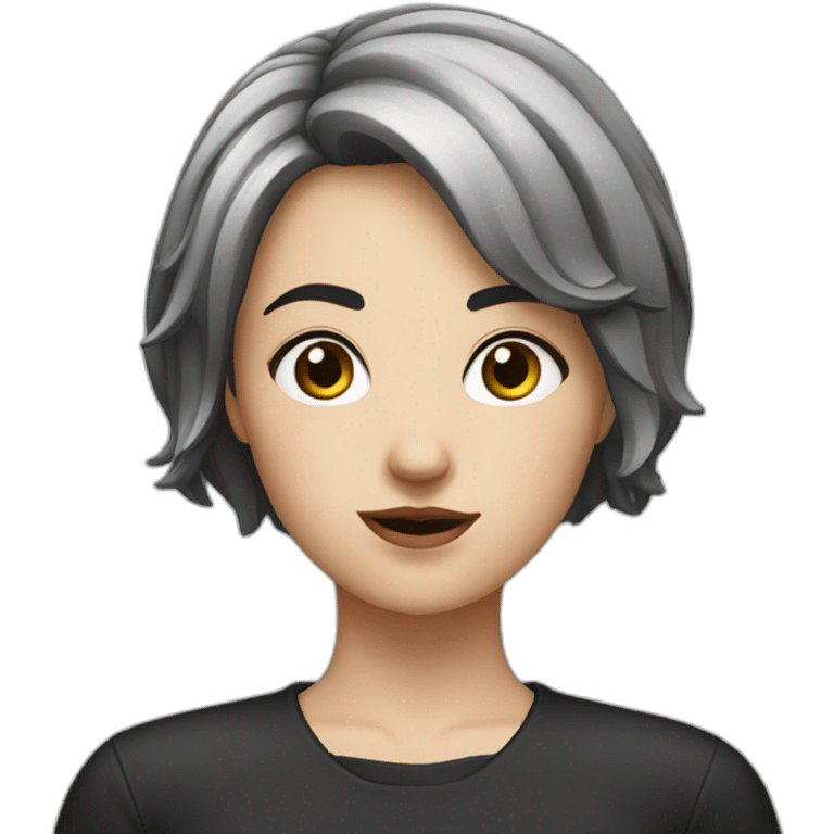 Weird and pretentious European girl with black mid short hair emoji