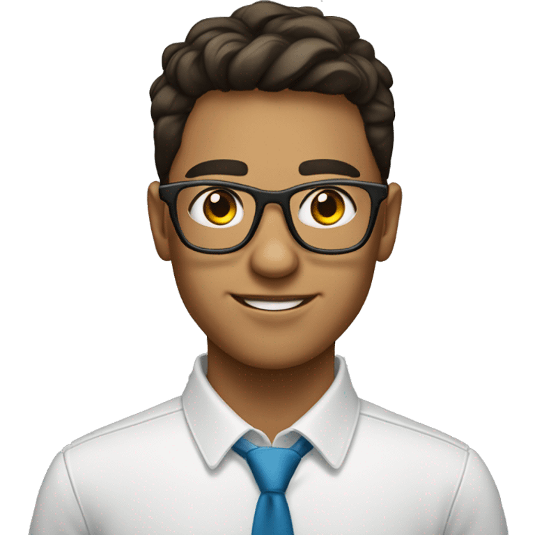 young man of about 20 years old, networker and trader with glasses stand emoji