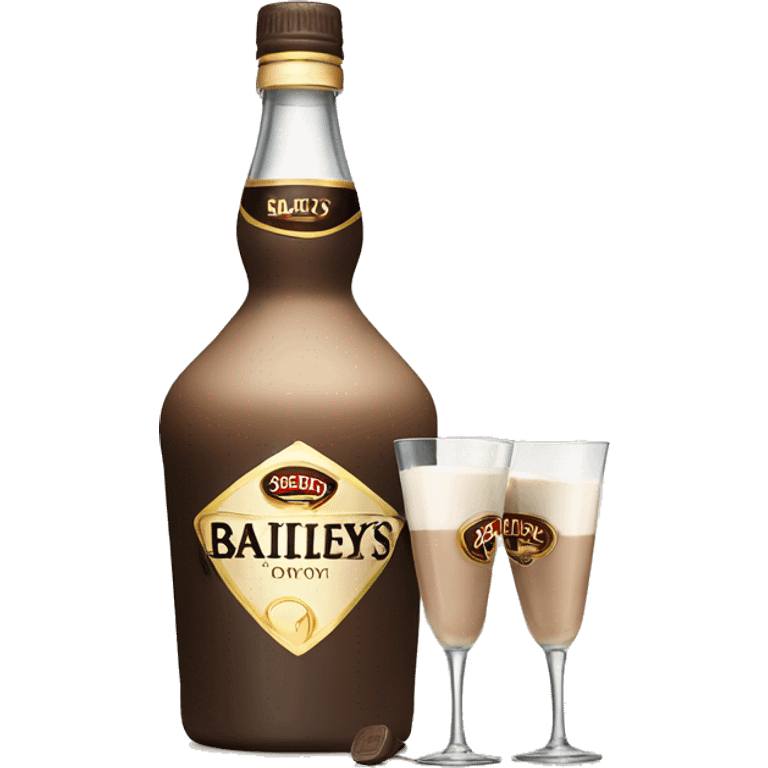 Baileys bottle with 2 glasses emoji