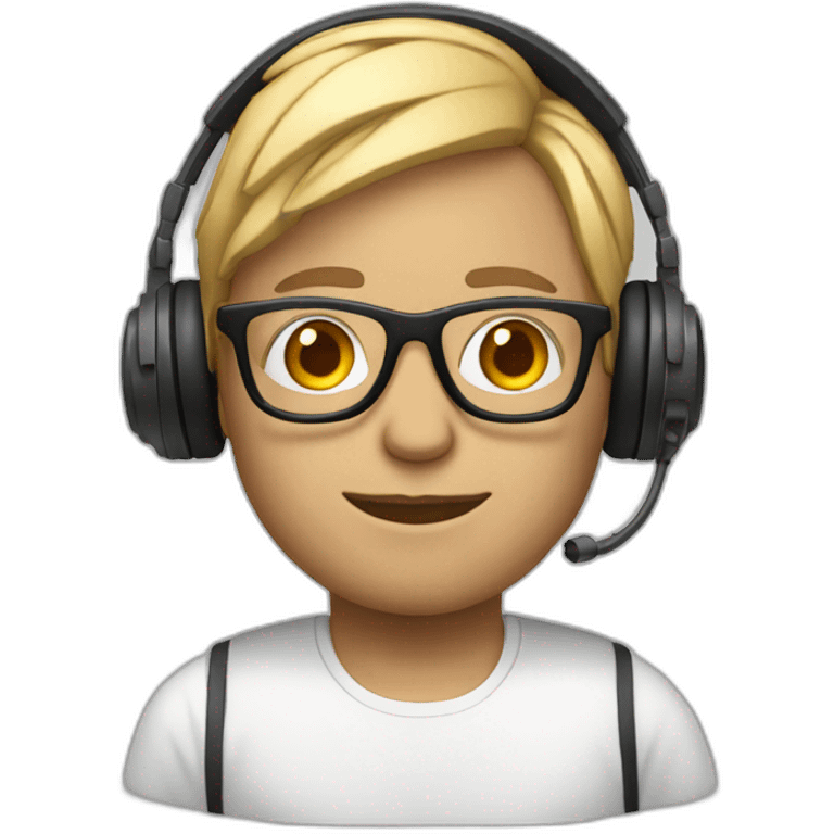 True software engineer white skin with glasses with headphones emoji