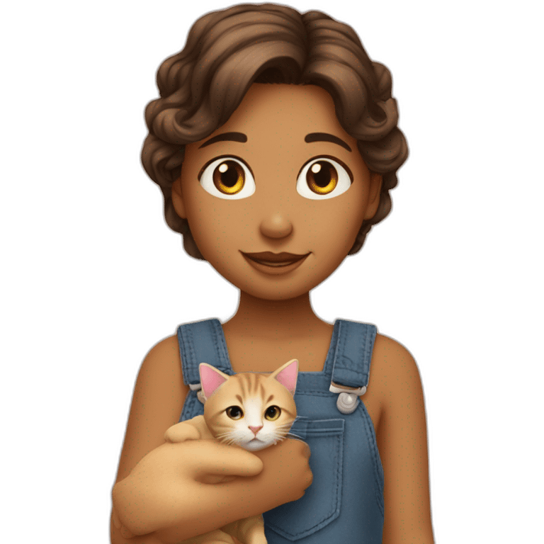 Une petite fille avec un chaton emoji