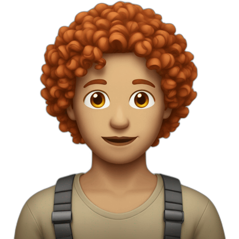 A person with red curly hair emoji