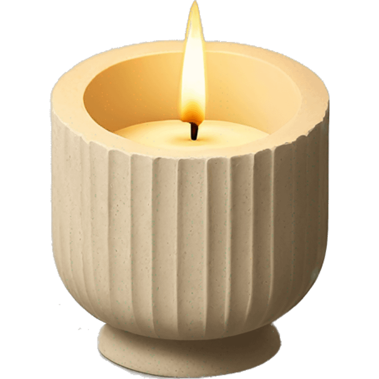 candle in beige concrete ridged vessel emoji