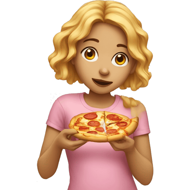 Girl eating pizza emoji