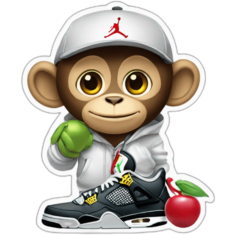 Monkey wearing Jordan 4 on its  feet with a bunch of Nike clothes emoji