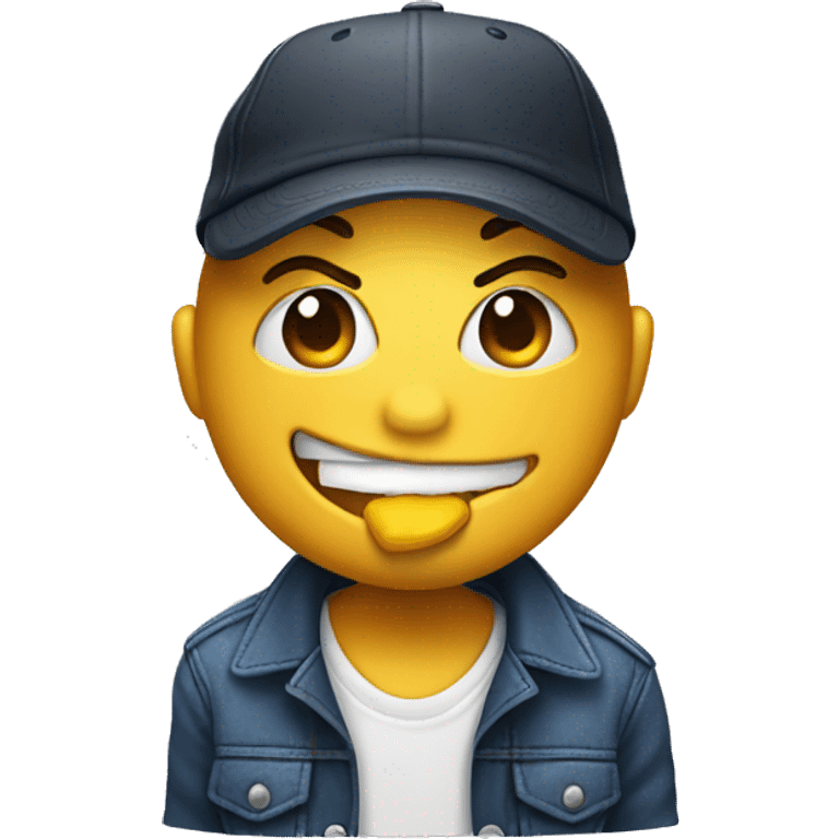 Emoji with backwards hat biting its lip  emoji