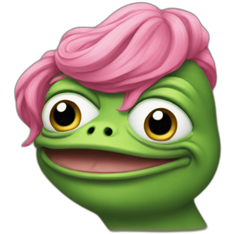 pepe the frog with pink hair emoji