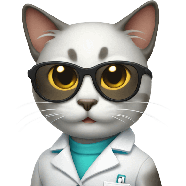 smiling doctor cat wearing black sunglasses emoji