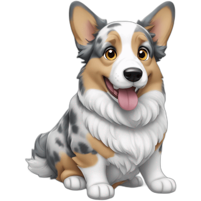 Blue Merle corgi eatting emoji