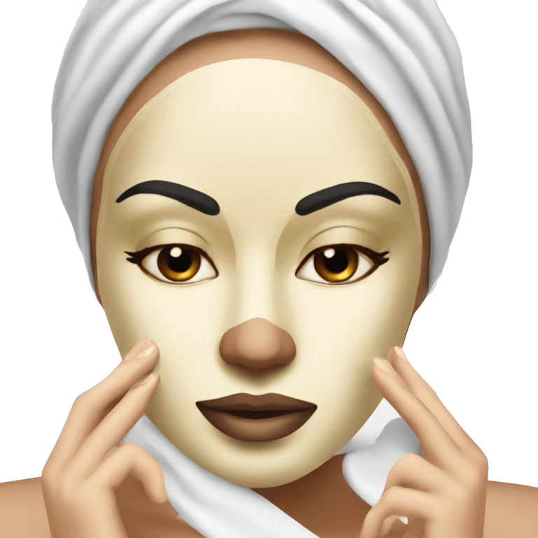 Lady with face mask spa beauty full face relaxing emoji