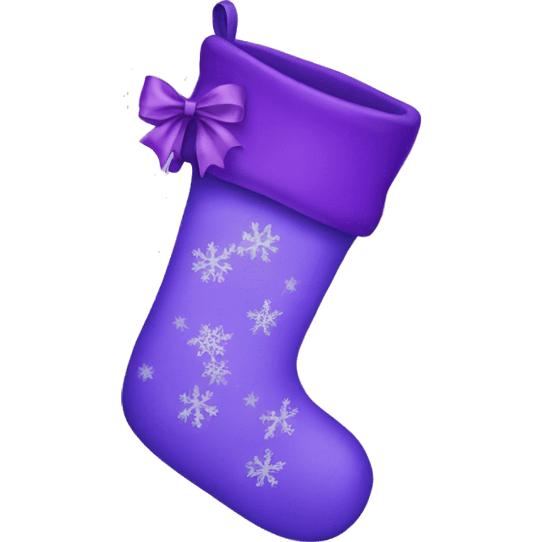 Purple Christmas stocking with bow emoji