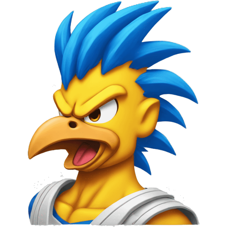 Super saiyan chicken face blue emoji