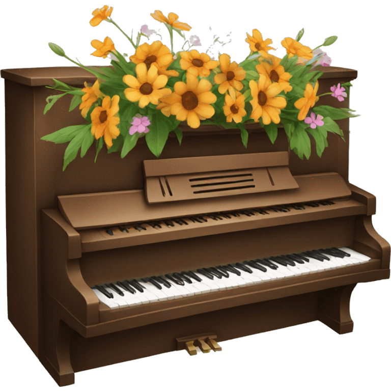 Brown piano with flowers on it  emoji