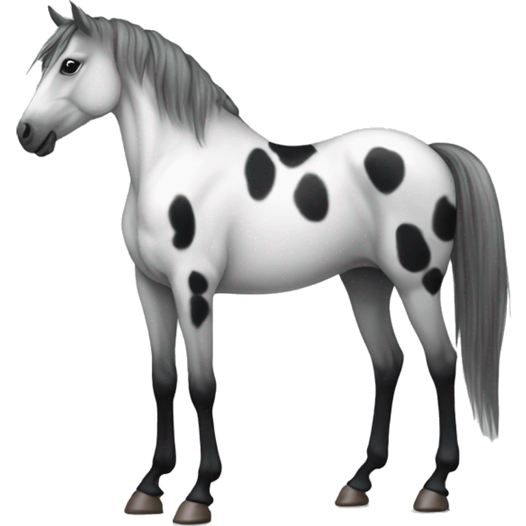 Horse with White body, grey and black little ombré spots standing up emoji