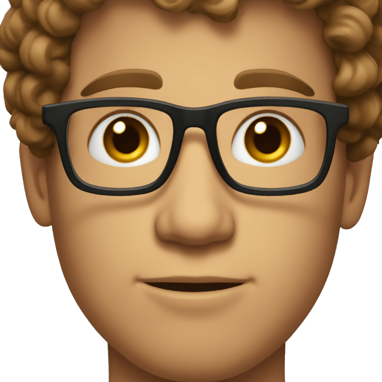 a face of a young man with fair skin, brown curls and glasses emoji