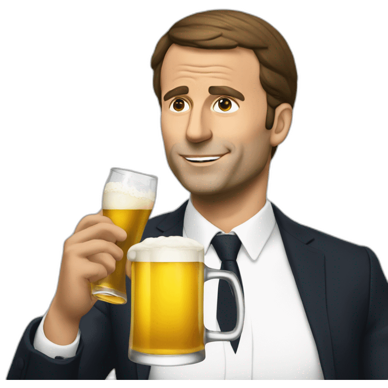 Macron drinking beer emoji