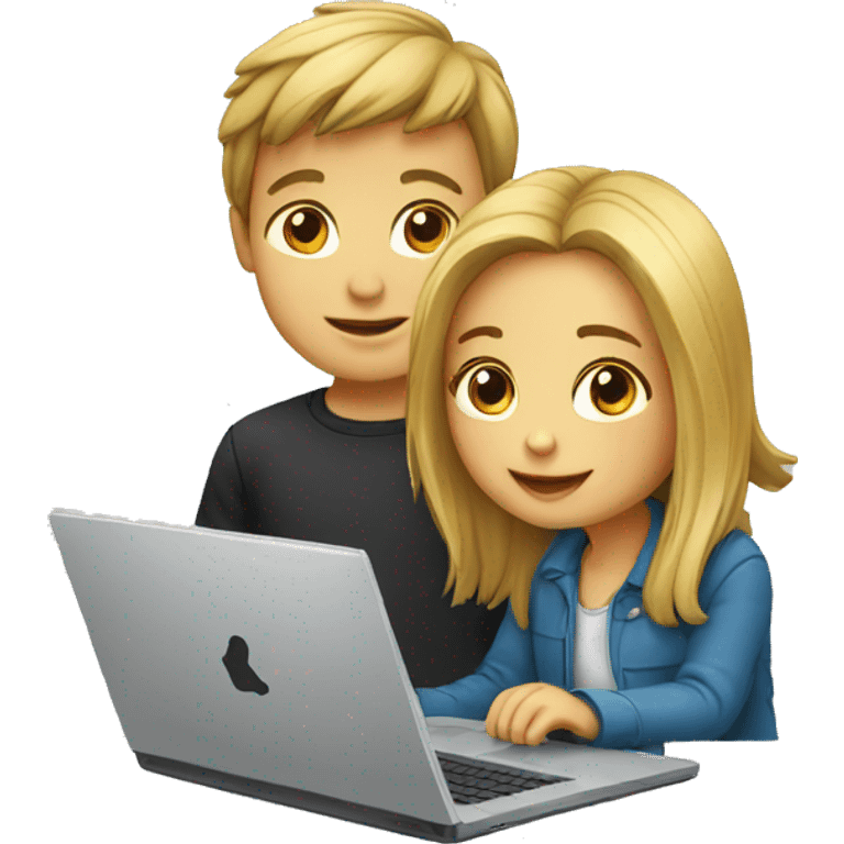 Girl and boy laptop emoji