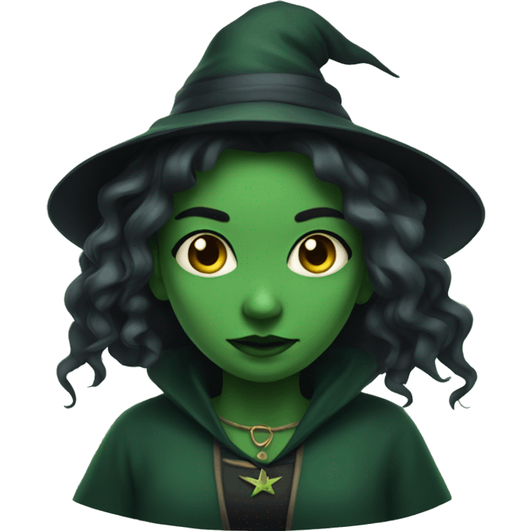 witchy girl with green skin emoji