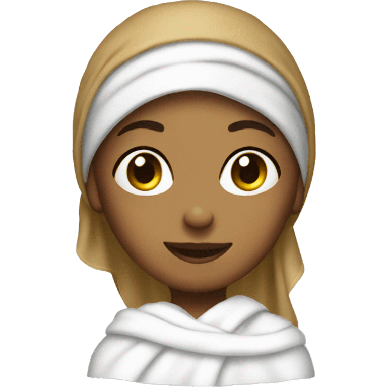 tan girl with towel on her head emoji