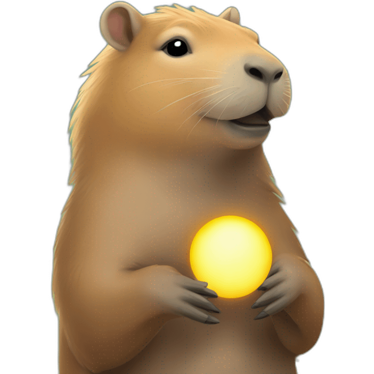 Capybara with the sun in her hands emoji