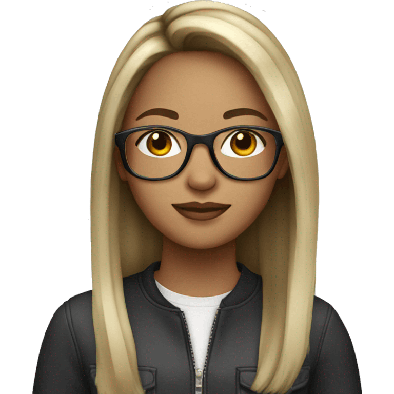 Brunette girl with blonde balayage hair with glasses emoji