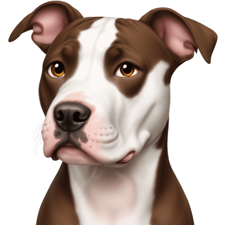 White and dark brown reddish markings pitbull cropped ears emoji