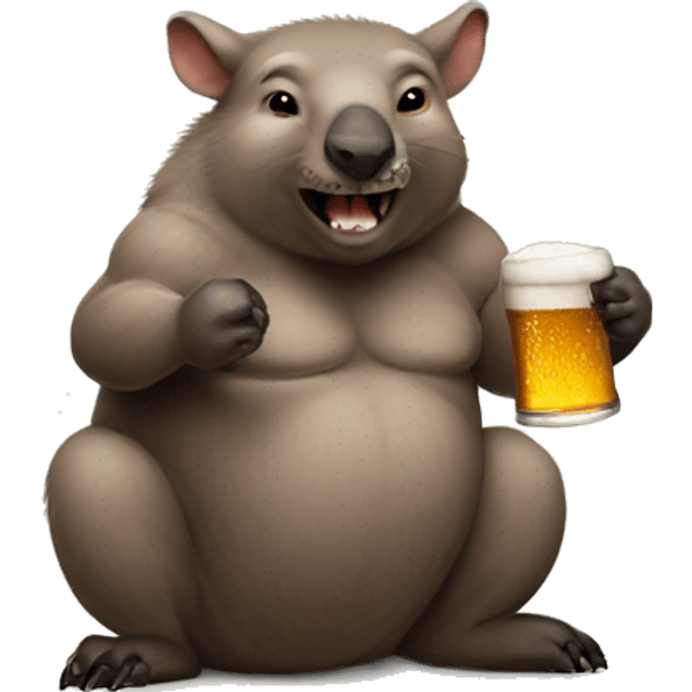 muscular wombat drinking beer emoji