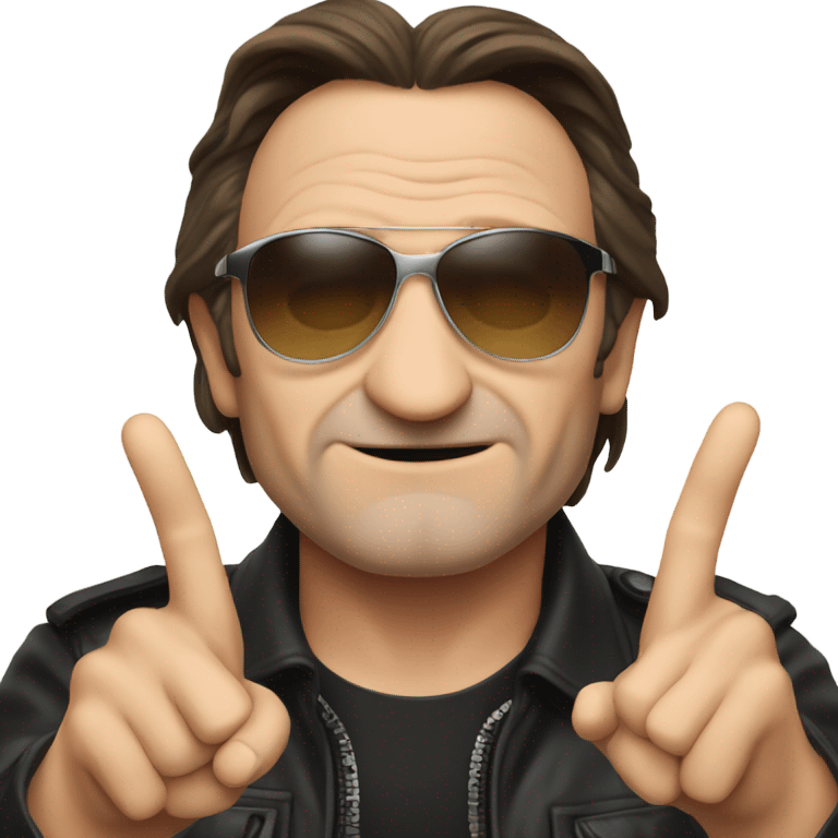 Bono doing peace sign emoji