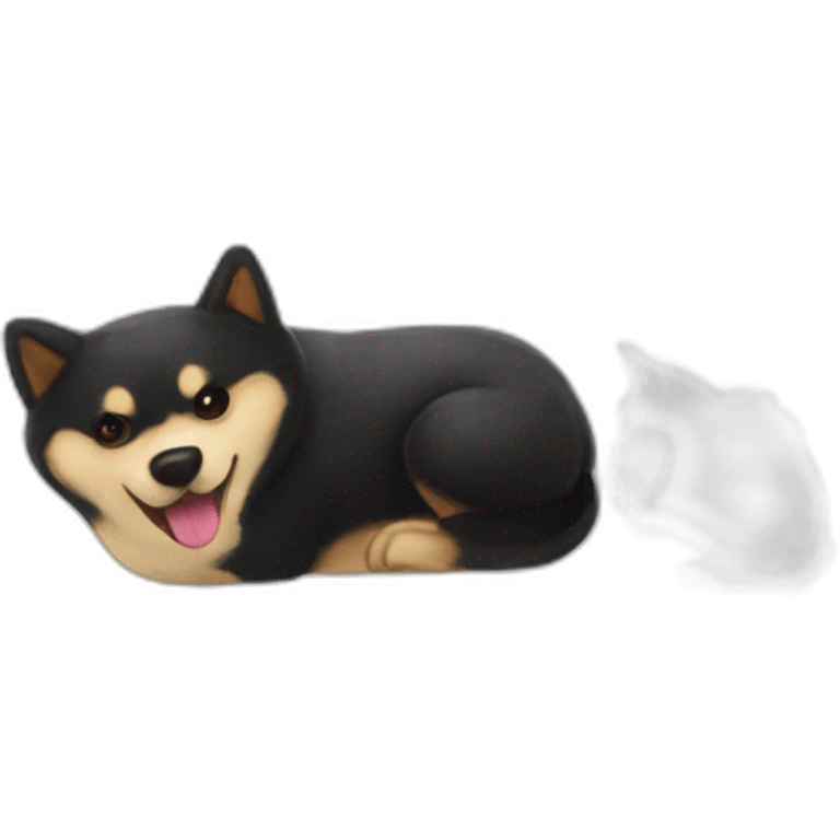 Black Shiba inu on the back emoji