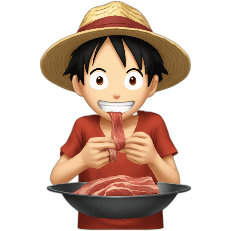 Luffy eating meat emoji