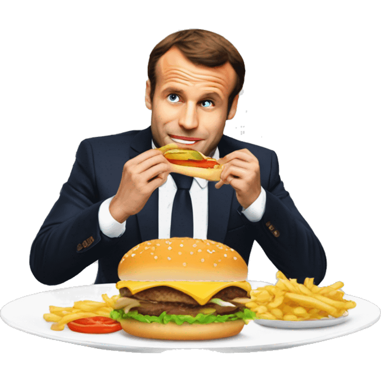 Macron qui mange un hamburger  emoji