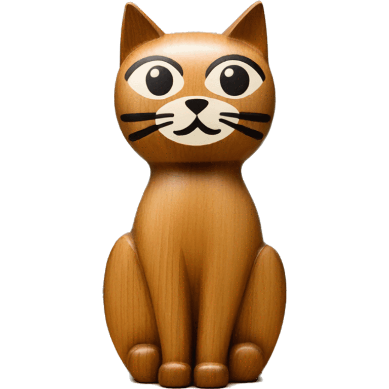 Mid century modern style wooden cat statue emoji