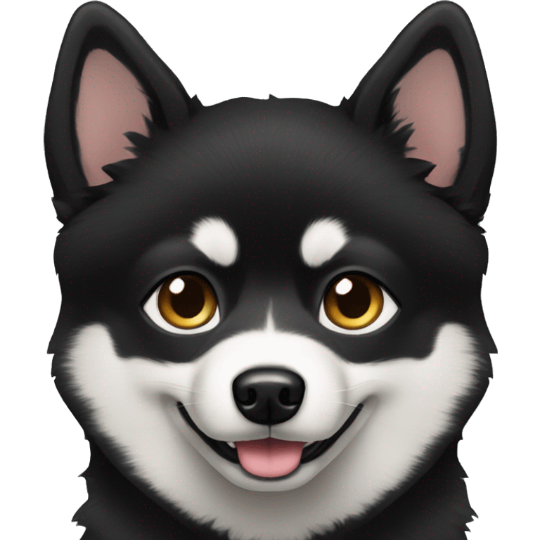 perfectly masked black pomsky emoji