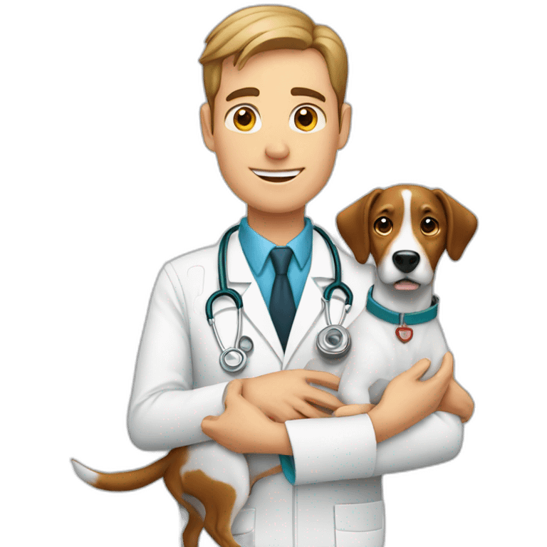 male veterinarian with dog emoji