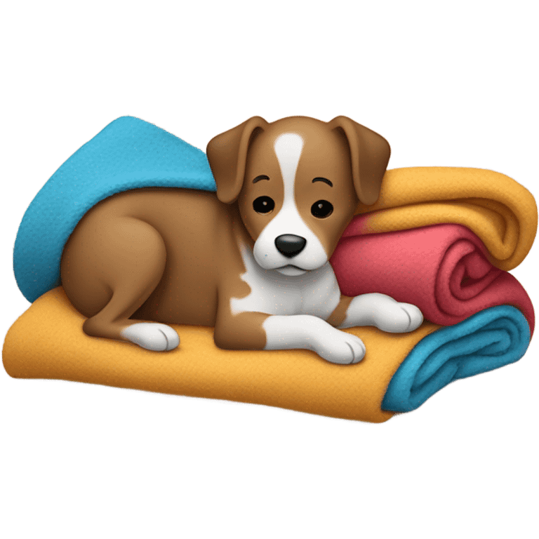 A dog making a blanket for its baby emoji