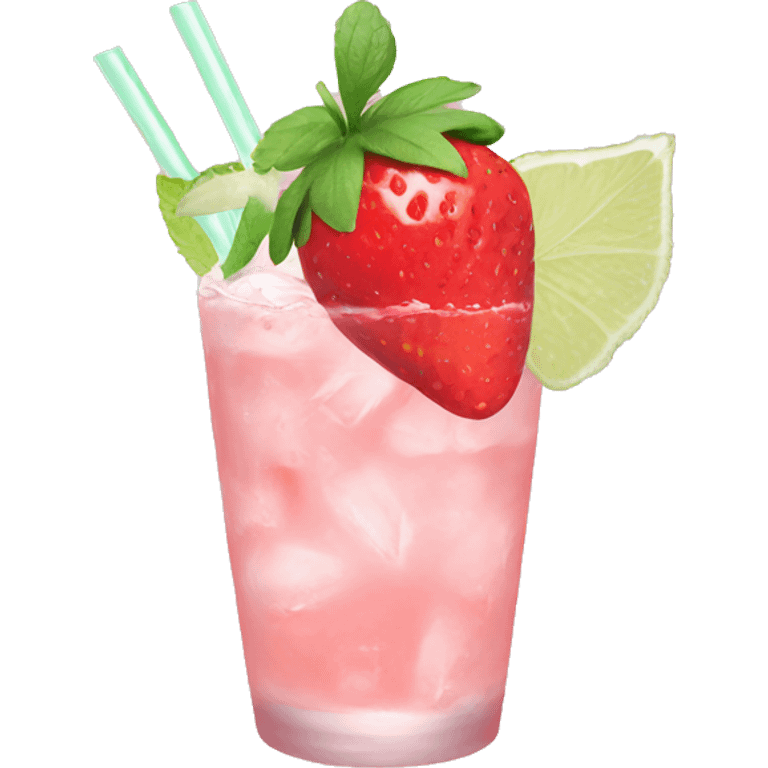 Pastel pink mojito strawberry  emoji