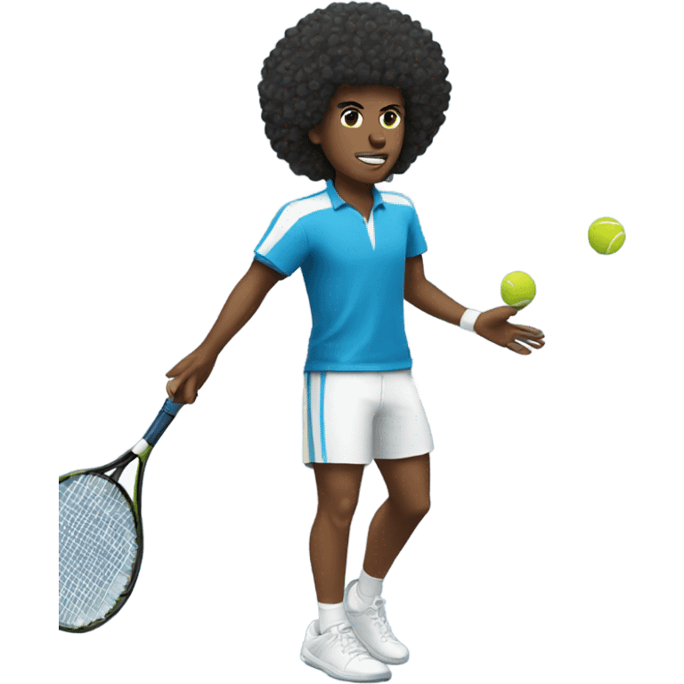 A tennis player with an afro emoji