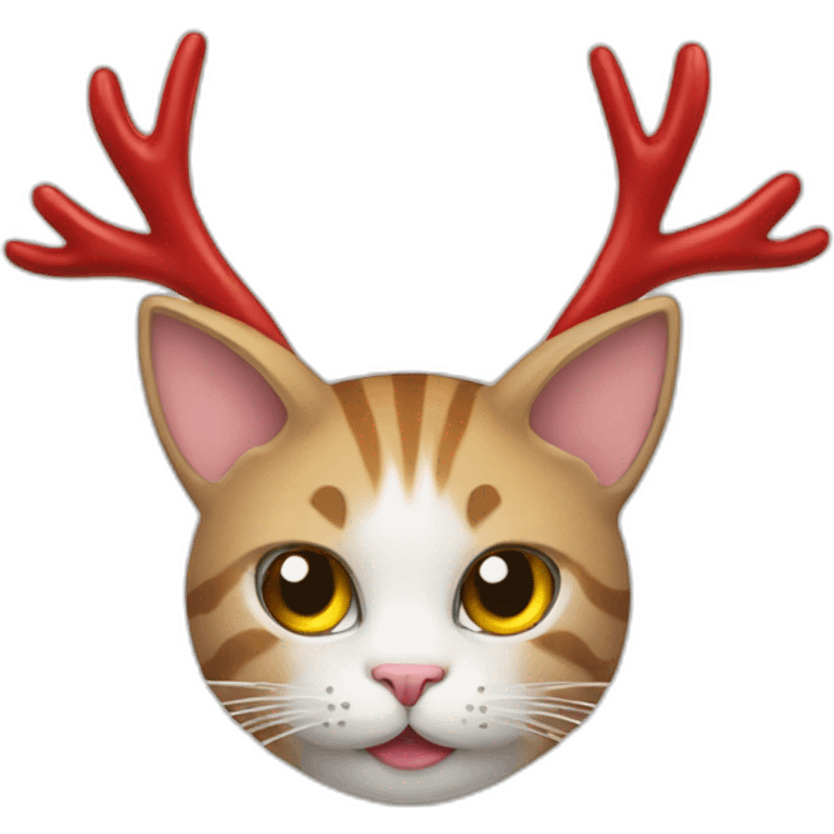 cat with antlers and new years balls emoji