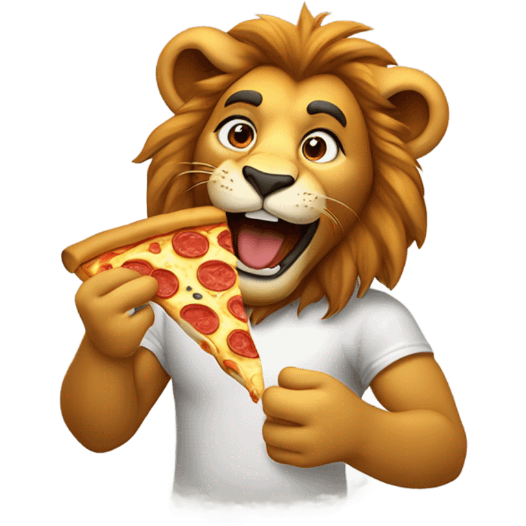 lion eating pizza emoji