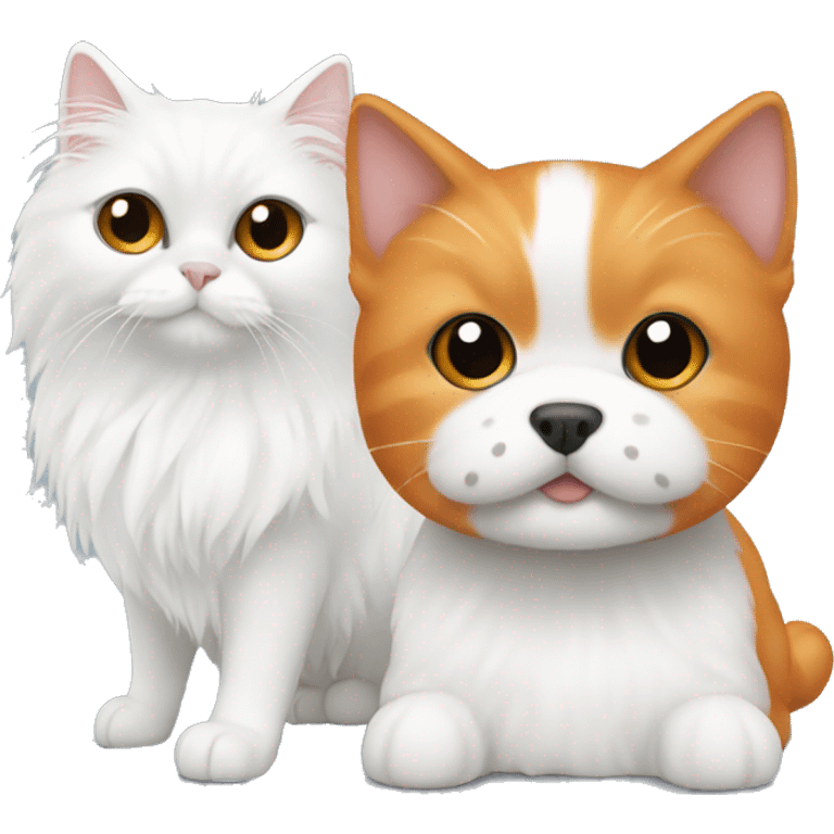 White Maltese next to orange cat emoji