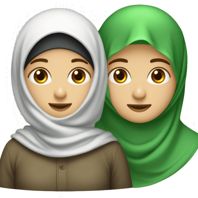 Un homme turc jeune qui prend dans ses bras une femme voilée d’un Hijab vert clair  emoji