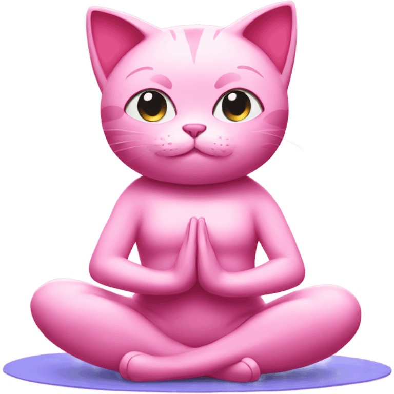 Pink cat doing yoga emoji