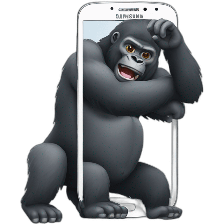 Gorilla using Android phone Samsung emoji