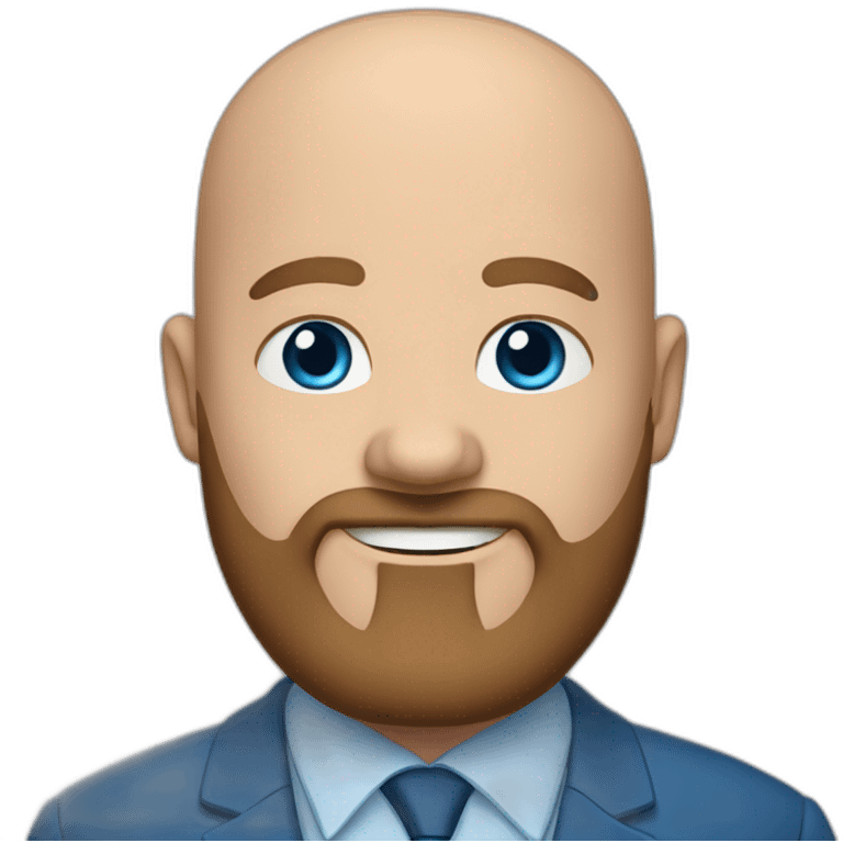 blue eyes fat smiling bald man with a long brown beard in a blue suit emoji