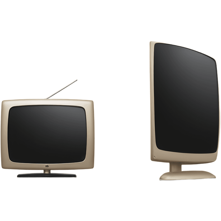 Lg tv with black screen on a beige tv stand emoji