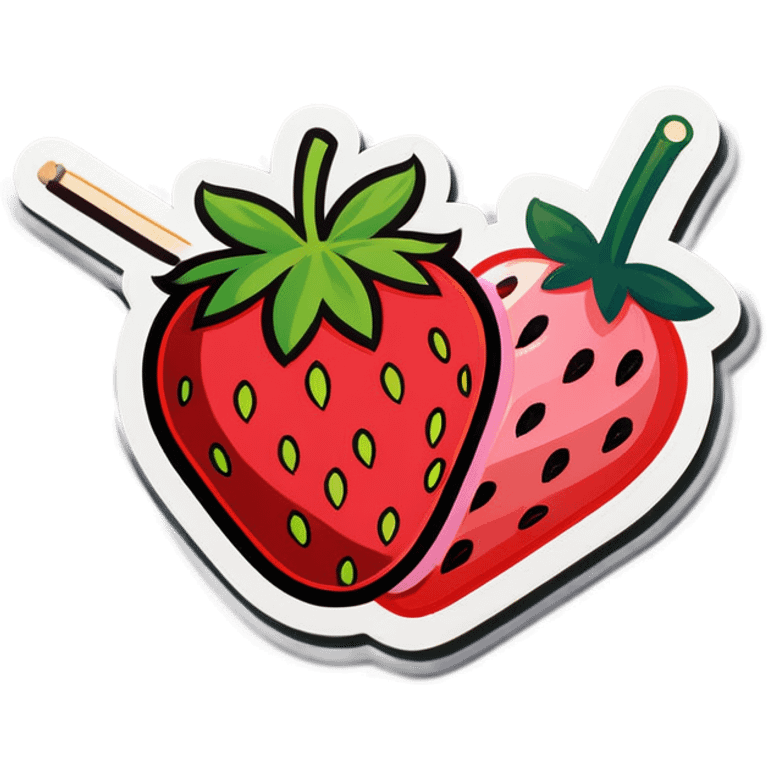 Strawberry with a toothpick next to the strawberry emoji