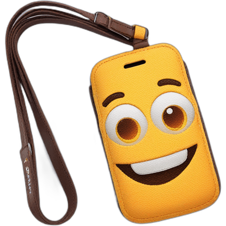 Phone strap on cell phone case emoji