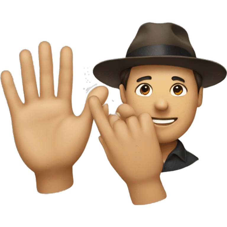 People with hat, hand love in front emoji