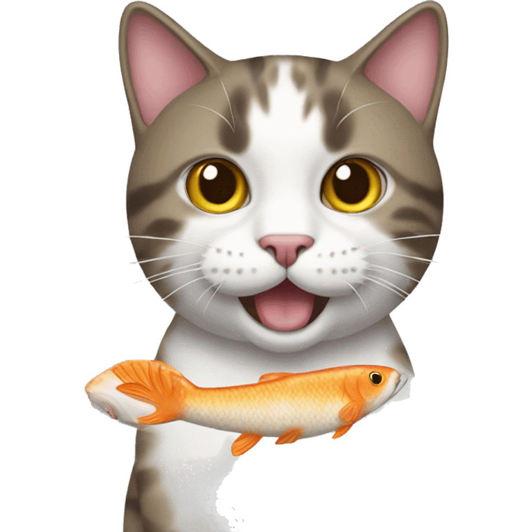 Cat with fish treat emoji