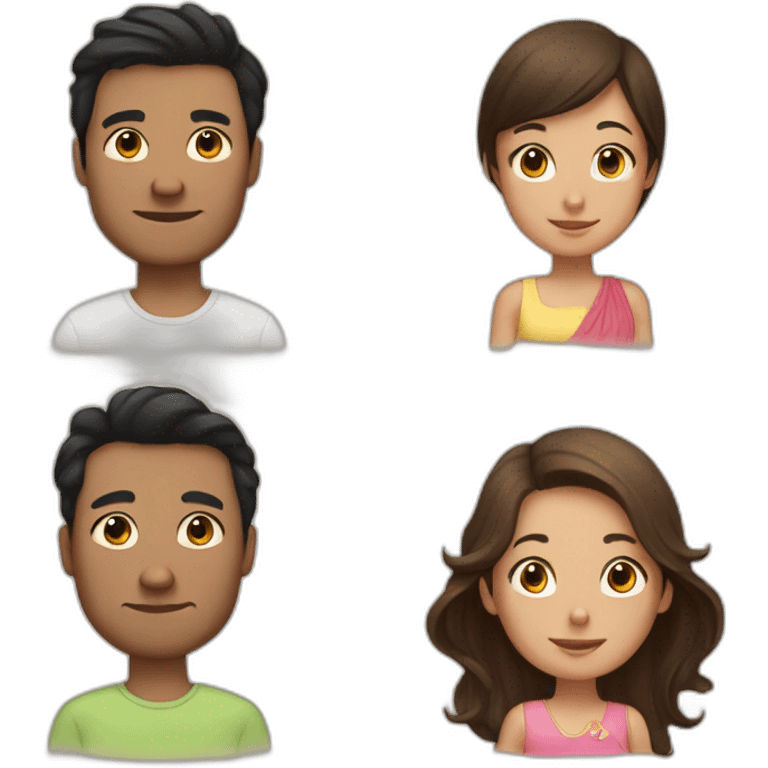 dad with black hair, pregnant mum with long brown hair, baby girl with light brown hair emoji